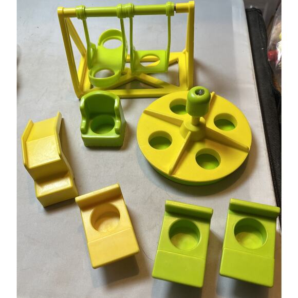 Vintage Lot of 7 FISHER-PRICE SCHOOL HOUSE Accessories Desks Playground Toys - Picture 1 of 1